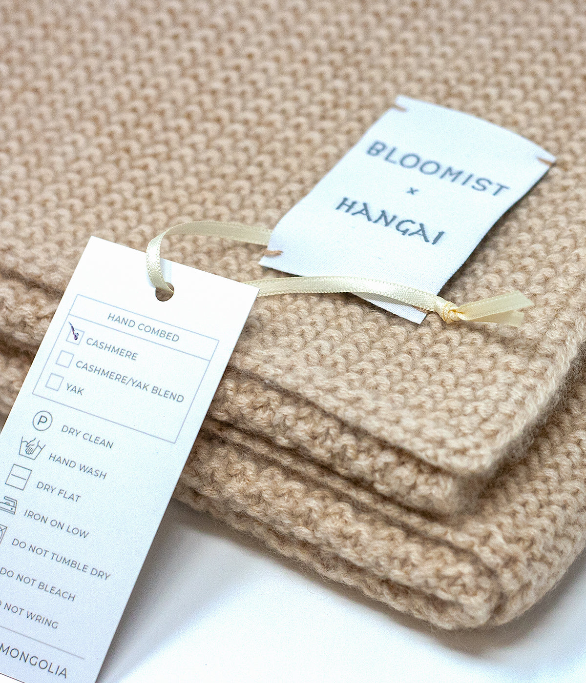 beige cashmere baby blanket pique knit