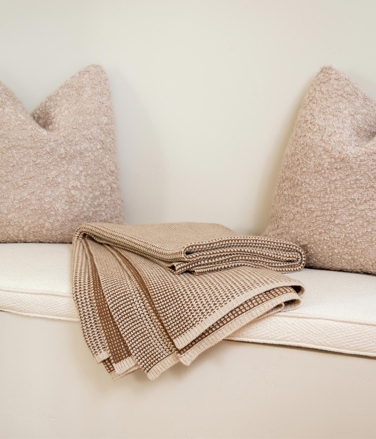 Waffle Knit Throw for layering on sofas beds and cozy spaces