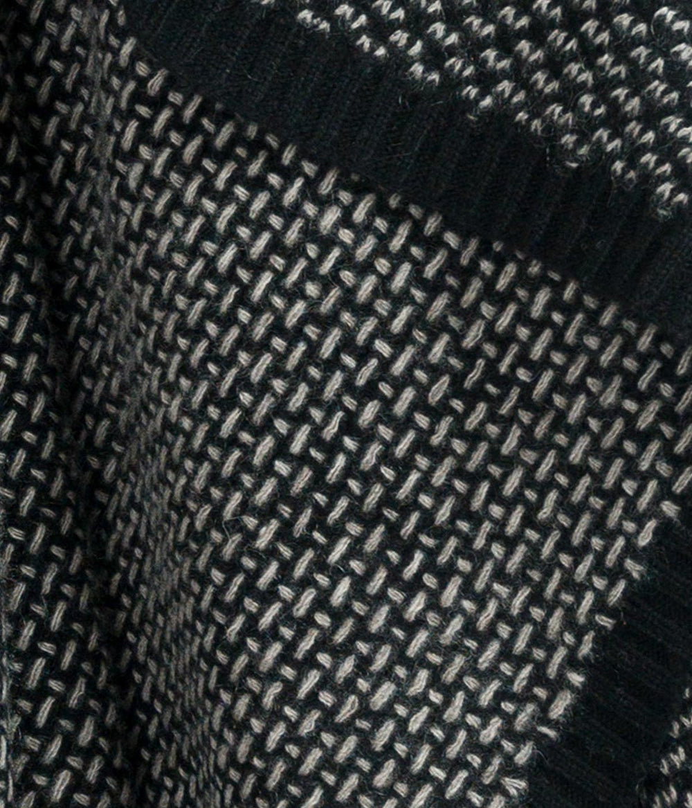 Close-up of the Platinum and Black Yak Down Taiga Throw with intricate weaving