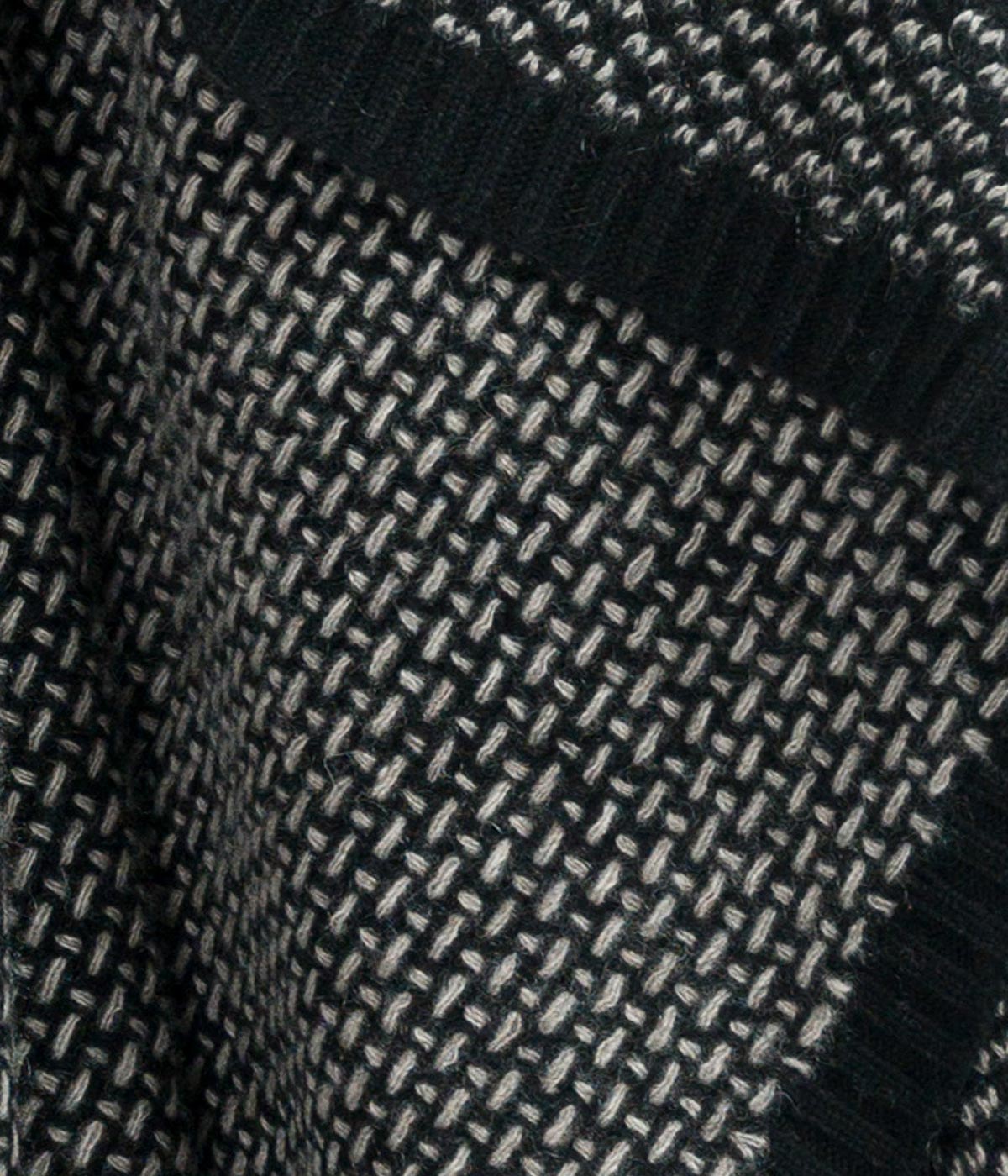 Close-up of the Platinum and Black Yak Down Taiga Throw with intricate weaving