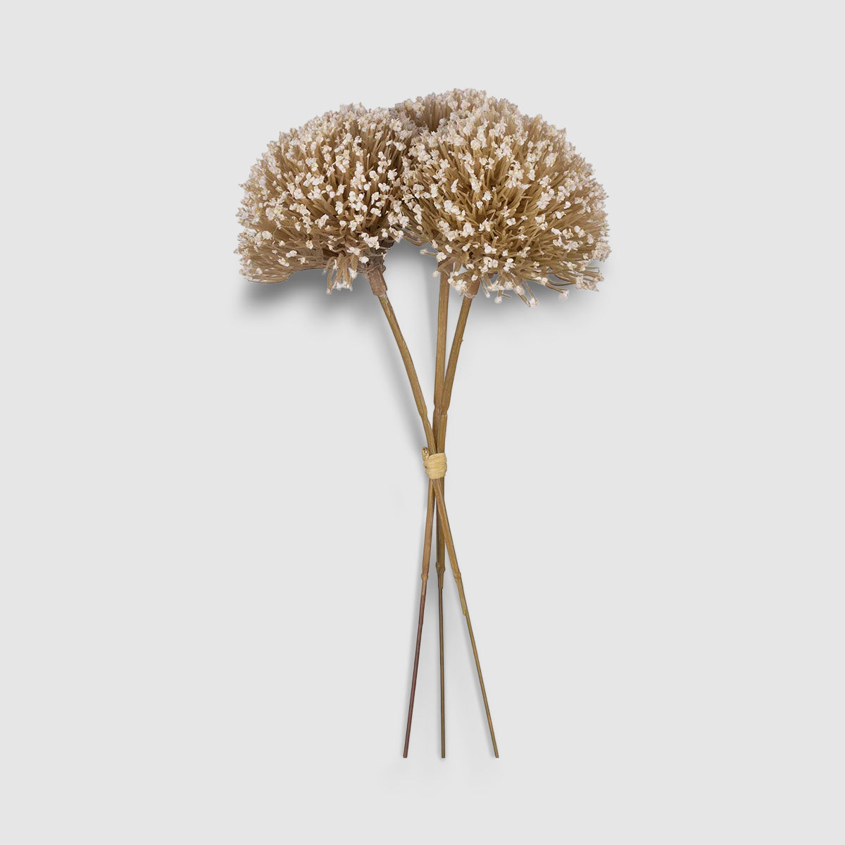 Faux Allium Stems with petite white spherical blooms and wire stems