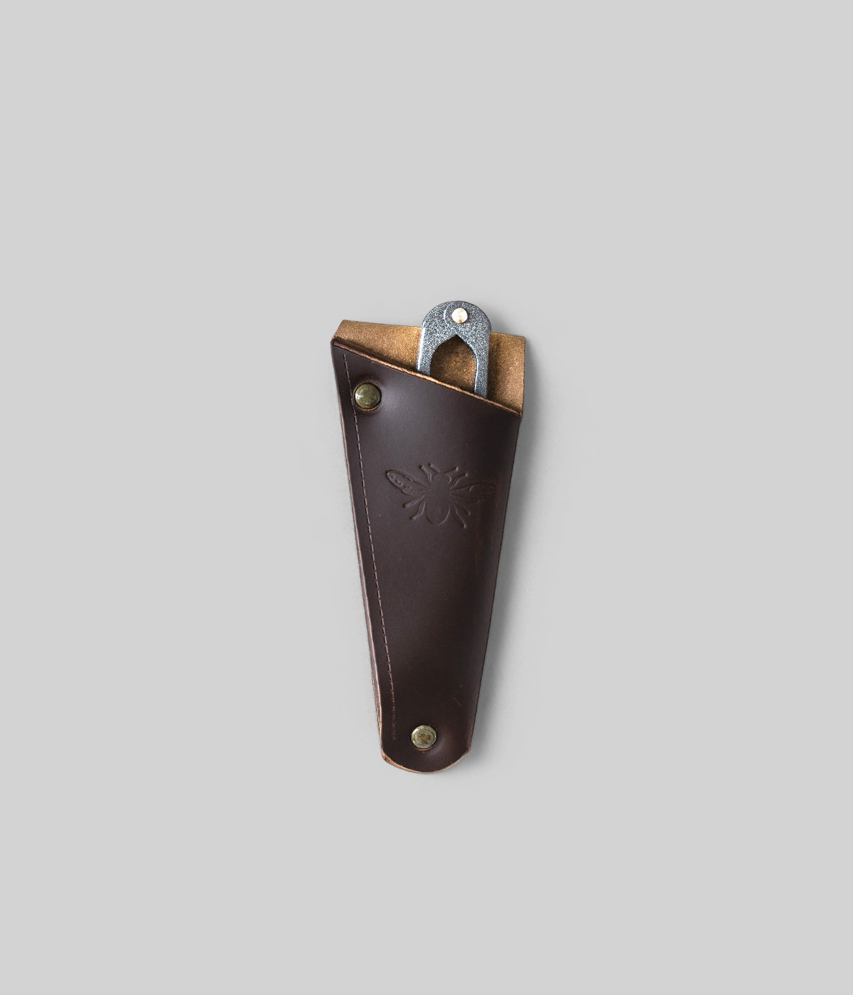 Small garden scissors in leather case suited for flower arranging and herb clipping
