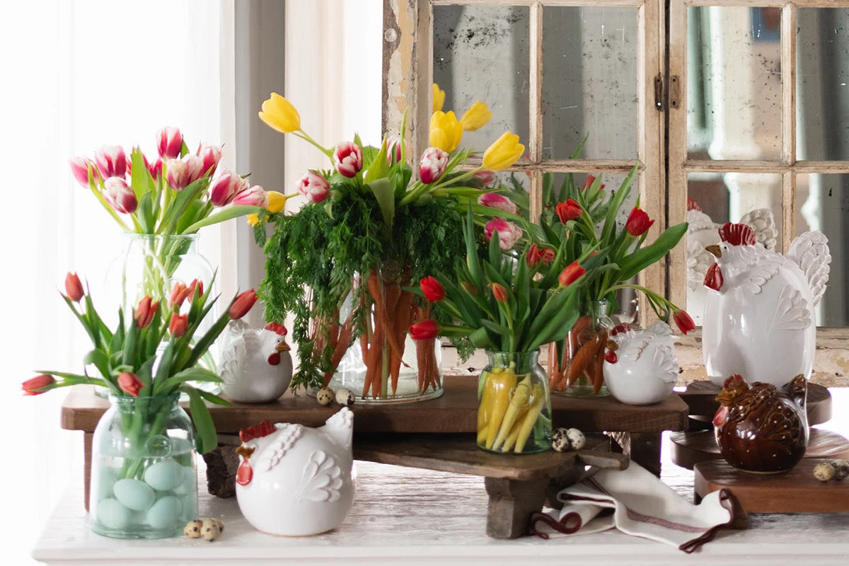 Reclaimed glass kitchen vase with wide mouth for flatware, spoons, or blooms
