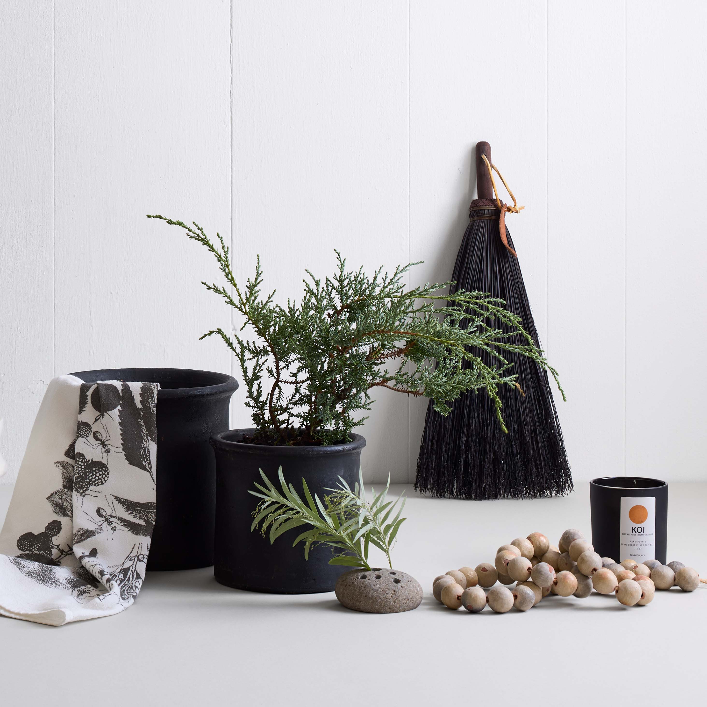 Natural fiber broom handcrafted by Amish artisans in Pennsylvania