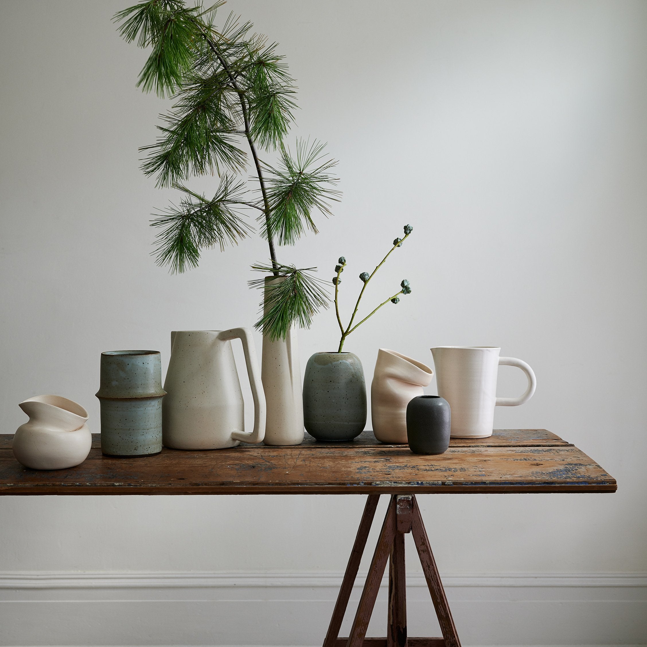 Dark grey vase with crazed glaze and tonal variation