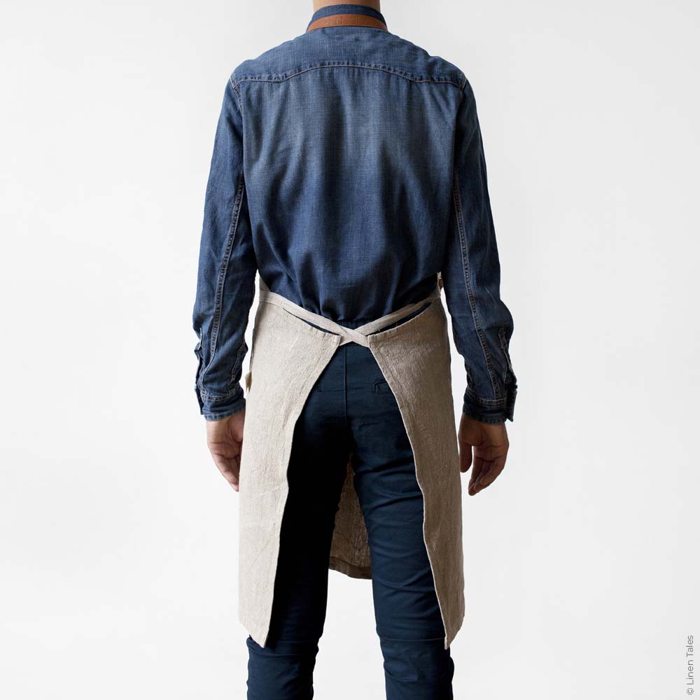 Washed Natural Linen and Leather Apron - Bloomist