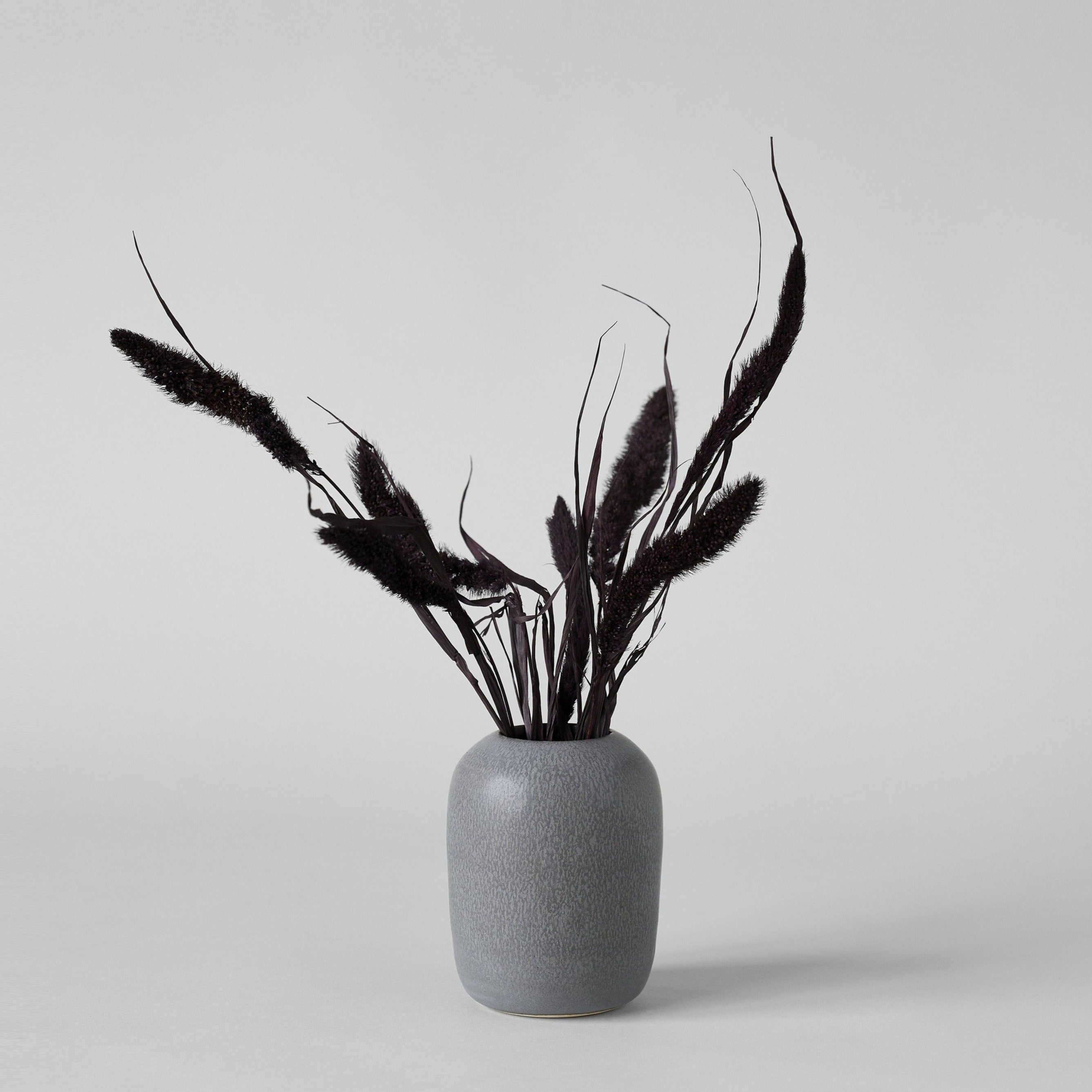 Charcoal vase with rounded sculptural form