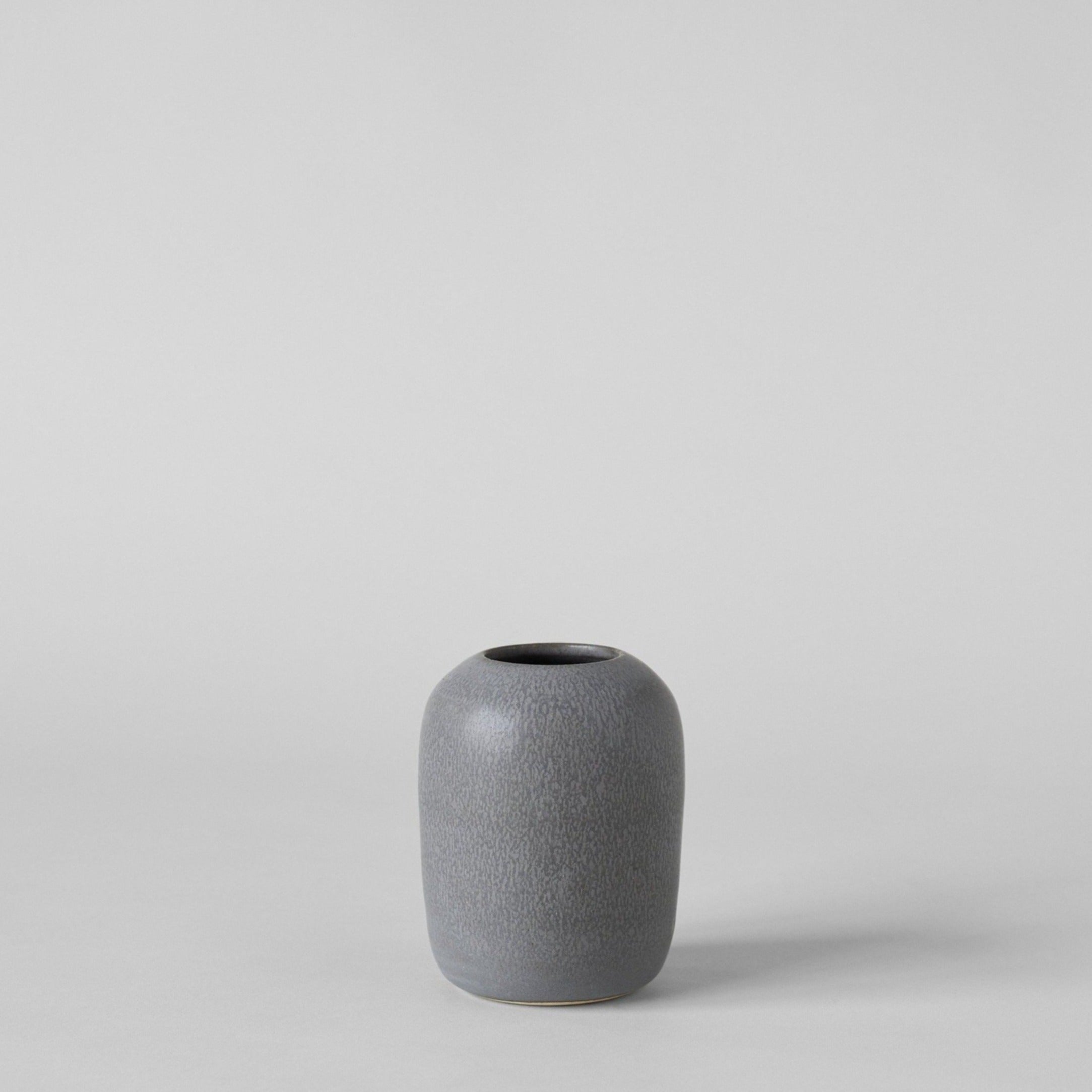 Handmade ceramic vase with Crackled charcoal glaze and matte texture