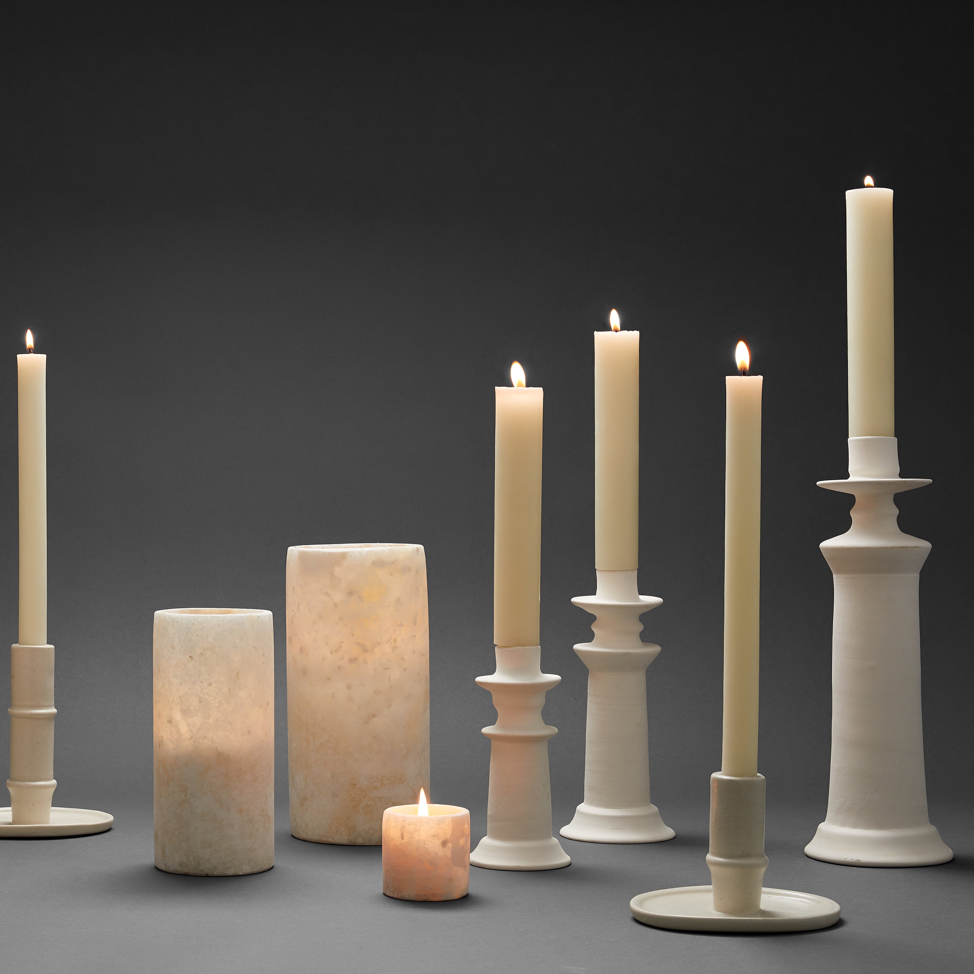 Minimalist candle holder with stepped profile